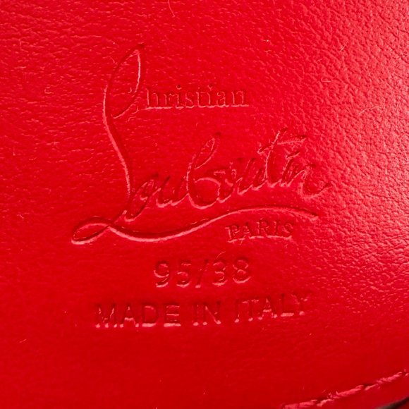 Christian Louboutin LOUBI Logo Spike Studded Leather Belt Navy Blue - Picture 10 of 10